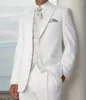 Costumes pour hommes Blazers Vente en gros - Blanc Simple Design Hommes Hommes Mariage Peaked Revers Two Button Groomsman Tuxedos1