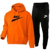 Heren 2 Stuk Merk LOGO Trainingspak Hoodies Jas Hoodie Sweatpant Pak Mannen Trui Hoody Mode Streetwear Kleding Mannelijke Zwarte Hooded set