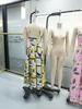 Arbetsklänningar 2022 säljer geo mönster färgblock skörd blommig tryck topp hög slits maxi kjol set polkadot fast