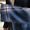 Mężczyźni Blazers Formal Plaid Suits Spodnie 2 -częściowe Zestaw męski smoking Slim Fit Business Casual Wedding Groom Order Płaszczów 220504