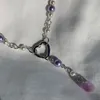 Chains Amethyst Heart Pearl Necklace Fairytale Cottage Rosary NecklaceChains
