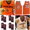 Колледж NCAA Virginia Tech Hokies Basketball Jersey 23 Tyrece Radford 24 Kerry Bckshear Jr 42 Ty Outw 30 Dell Curry Custom Stitched