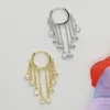 Hoop Huggie anlände Fashion Clear Bling CZ Charm dinglande örhängen för kvinnor Multi Tassel Link Chain Drop Trendy Jewelry GiftSho9738345
