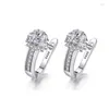 Stud Type Zircon Earrings Silver Color Jewelry For Women Girl Pendientes Plata Brincos Button With S925 Stamp EarringsStud Odet22 Farl22