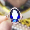 Anéis de cluster por jóias safira azul grande anel 11ct gemstone 925 prata esterlina fina t20432 rita22