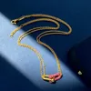 Collares pendientes estilo de alta calidad circón rojo Color dorado cadena corta para mujer joyería de lujo DN041 colgante colgante