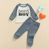 Zestawy odzieży 024m niemowlę dzieci ubrania 2pcs mama boy litera długie rękawowe topy elastyczne spodnie 3 kolory Clothing3719416