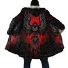 Heren Trench Coats Winter Heren Cape Viking Odin Tattoo 3D Dikke Fleece Hooded Jacked Jacket Unisex Casual Warm Jackets's