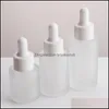 Packing Bottles Office School Business Industrial 30Ml Glass Bottle Flat Shoder Frosted Clear Amber Glasss Round Essential Oil Serum With