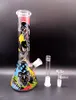 Cachimbas de vaso de agua de vidrio grueso de 10.5 pulgadas con tubos de fumar de 18 mm de patrón colorido