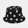 Basker unisex blommor hink hatt fiskare blomma tryck vikbar resesolskydd strand reversibla hatberets elob22