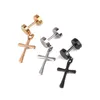 Trendy Cross Dumbbell Stud Earring Stainless Steel Women Men Punk Gothic Studs Earrings Rock Style Cool Jewelry 1 Pcs239Z