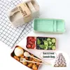 900ml Portable Healthy Material Lunch Box 3 Layer Wheat Straw Bento Boxes Microwave Dinnerware Food Storage Container Food Box 201015