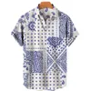 Men's Casual Shirts Men's Clothing 3D Hawaiian Shirt Men Fashion Cashew Flower Geometric Printed Shirts Single-breasted Shirt For Men Tops 230206