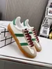 Luxurys Designer Woman Tennis GAT Canvas man Casual shoes Wholesale price Green And Red Web Stripe Rubber Sole Stretch Cotton Low platform Sneaker with box size 35-46