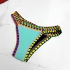 Roupa de banho feminina feminina sexy neoprene triangular roupa de banho conjunto de biquíni crochê