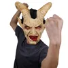 Party Masken Luzifer Cosplay Maske Dämon Teufel Horn Latex mit blutigem Mund Halloween Horror Kostüm Requisiten 230206