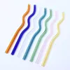 8*200mm Reusable Eco Borosilicate Glass Drinking Straws High temperature resistance Clear Colored Bent Straight Milk Cocktail Straw sxmy6