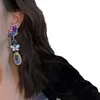 Pendientes largos de gota de cristal de flor de mariposa de lujo coreano de moda para mujer Pendientes de fiesta de gota de agua a la moda regalos de joyería