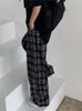 JMPRS Black Women Plaid Pants Casual Overize Loose Wide Leg Byxor Retro Teens Harajuku Hip-Hop All-Match Streetwear S-3XL 220815
