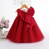 Abiti da ragazza 2022 Summer Big Bow Baby Girl Dress 1st Birthday Party Wedding For Princess Evening Kid Clothes