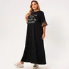 Robe d'été noire pour femmes, grande taille, col rond, léopard, demi-manches, impression de lettres, ample, décontractée, sport, 2022