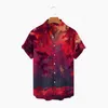 Men's Casual Shirts Men's 3D Printed Shirt Retro Forest Street Clothes Short Sleeved Buttons Harajuku Lapel Hawaiian SummerMen's