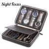 Watch Boxes & Cases Sight Focus 2 4 8 Grids Travel Organizer Box Zipper PU Leather Case Protable Storage Wristwatch Holder Black Coffee