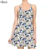 Vrouwen kleden prachtige bloemen 3D -geprinte mini -jurk voor mode vrouwelijke mouwloze knielengte zomerjurk retro stijl 220616
