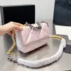 2022 France Womens Opalizowanie różu 19 Klasyczne klapki pikowane torby starzejące się srebrne obrót dwukolorowy metalowy łańcuch sprzętowy
