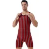 Uit één stuk pakken mannen gymnastiek gestreepte worstel singlet singlet bodysuit gewicht tillen rekbare turnard workout fitness outfits atletische jumpsuito