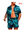 Trass de pilotos masculinos de verão Hawaiian Define as camisas impressas de mangas curtas masculinas de shorts de 2 peças de moda casual casual vestem terno europeu Siz