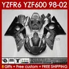 Kit de carroceria para Yamaha yzf r6 r 6 yzf600 600cc yzfr6 98 99 00 2001 2002 Corpo 145No.191 YZF 600 CC YZF-600 98-02 Cowling Yzf-R6 1998 1999 2000 01 02 OEM Fairing Gloss Blk