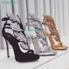 Rhinestone Angel Wings Stiletto Lady High Heel Gladiator Sandalen Tribute Rome Style Pumps Party Shess Shoes Leaf220513