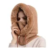 Gorro/caveira tampa de inverno mulheres boné quente tampa de colarinho com capuz ao ar livre máscara grossa máscara de cachecol de lenço de lenço à prova de vento Davi22