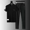 Camiseta masculina verano 2022 atuendo pantalones negros corbata manga corta hop hop hop calle streetwear moda suelta