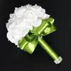 Elegant Rose Artificial Bridal Flowers Bride Bouquet Wedding Bouquet Crystal Royal Blue Silk Ribbon New Buque de Noiva 10 Colors9400175