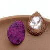 قلادات قلادة 2pcs شكل دمعة مثقفة keshi keshi pearl Charm وتيرة حجر الراين للأزياء المجوهرات