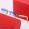 Klassiska enkla spegelsolglasögon mode båglösa rektangel för män solglasögon Glasögon UV400 Evidence Med presentask