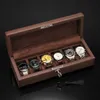 Watch Boxes & Cases Brown Color Sheepskin Genuine Leather 6 Grids Lockable Storage For Men Women Gift