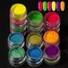 6 Colore / Set Nails fluorescenze Glitter Polvere in polvere al neon in polvere per nail art decorazione immergersi in polvere Design fai da te