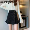 Skirt Korean Chic Autumn Black Mermaid High Waist Ruffles Slim Winter Vintage Fashion Mujer Faldas Mini Wild 220322