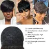 Короткие бобы человеческие парики волос Pixie Cut Straight Remy Brazilian Hair for Black Women Machine Made Blueless Wig2034502