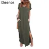 Plus Size 5XL Sexy Women Dress Summer Solid Casual Short Sleeve Maxi For Long Lady es 220527