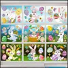 Autres fournitures de fête festives 9 feuilles/ensemble de lapin d'oeuf de Pâques Kawaii Diy S Dhevz