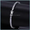 Bransoletki tenisowe biżuteria Hip Hop luksusowe Bling 4Mm cyrkon Trendy moda mężczyźni kobiety rod 18K pozłacane Drop Delivery Av9E0