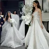 Wunderschönes A-Linien-Hochzeitskleid mit sexy Herzausschnitt, Vestido De Noiva, Princesa, Perlen, Spitze, Blumen, Brautkleider