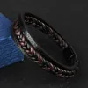 Link Bracelets Chain Vintage Cowhide Bracelet Alloy Woven Leather Men's Stainless Steel Bangles For Women Jewellery Couple Raym22