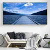 Dock at Antler Beach Posters and Prints Wall Art Canvas Painting Wooden Bridge Landscape Pictures for Living Room Decor No Frame