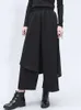 [EAM] High Elastic Waist Black Split Joint Long Wide Leg Trousers Loose Fit Pant Fashion Spring Autumn 1Z325 220325